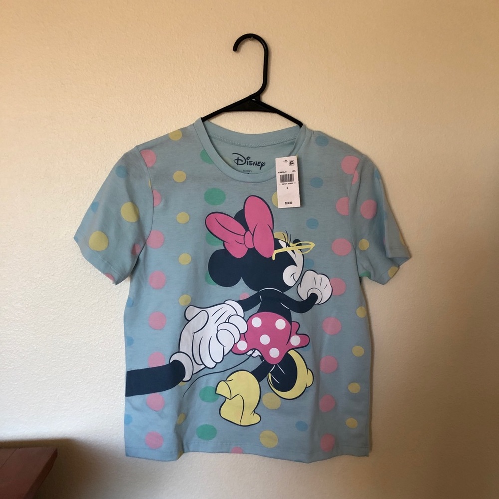 NWT Juniors Disney Minnie Mouse Polka Dot Graphic T-Shirt Size: Small